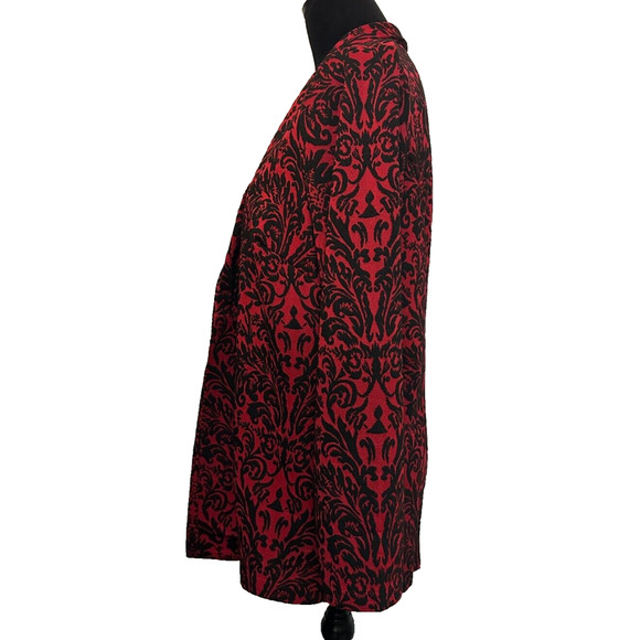 Christopher & Banks Misses 1X (16/18W) Red & Black Paisley Knit Cardigan NWT $55 - Picture 2 of 5